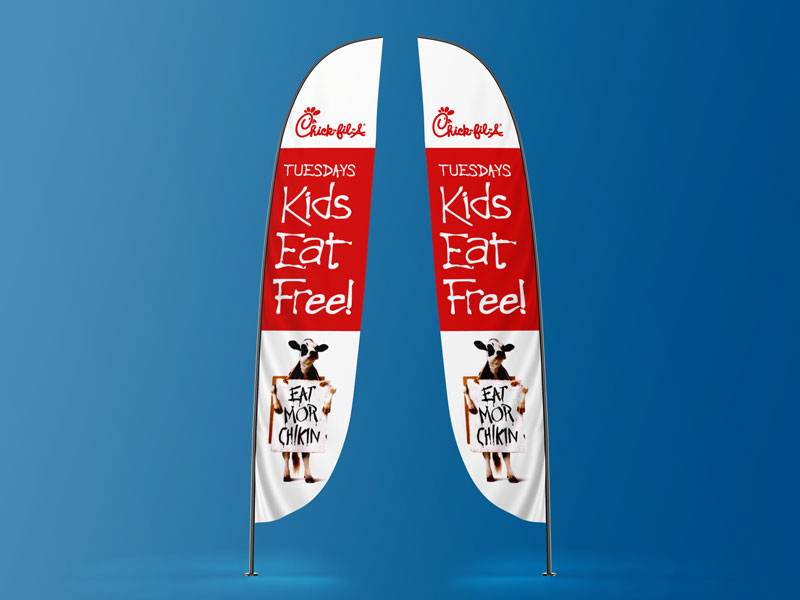 Sample Outdoor Feather Flag Graphic Design for Chik Fil A