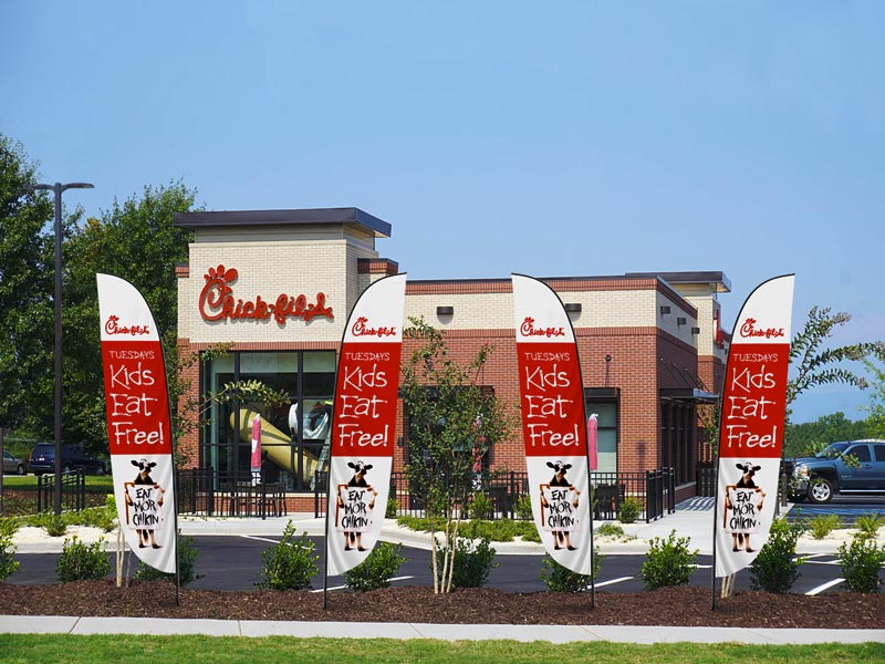 Sample Outdoor Feather Flags at Chik Fil A